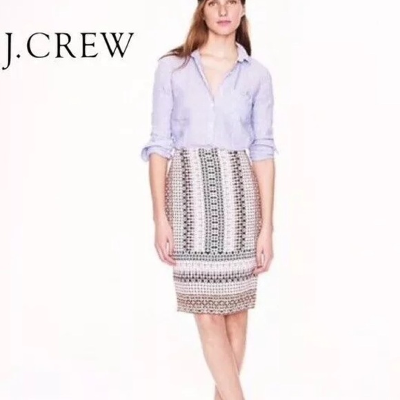 J CREW NET A PORTER DESIGNER GEOMETRIC PRINT MULTICOLOURED SKIRT Size 2 - Picture 13 of 13